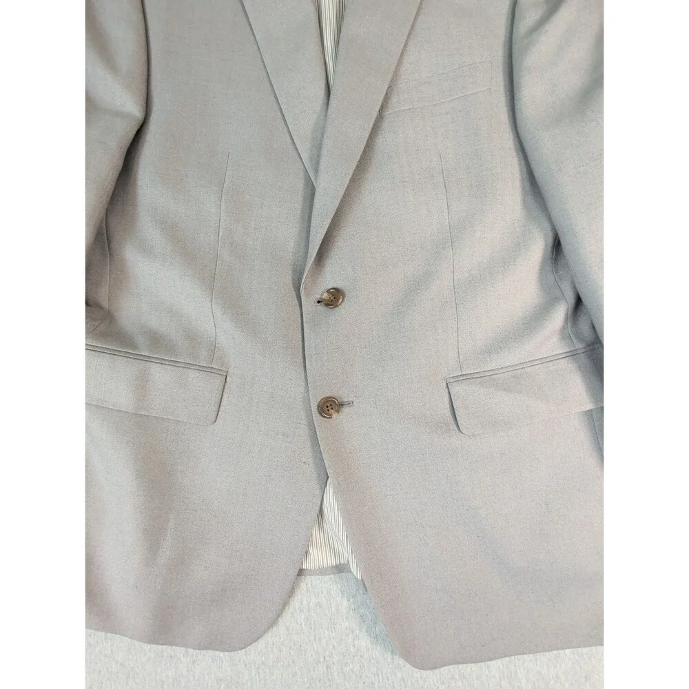 Chaps Ralph Lauren Blazer Suit Coat Mens Sz 42 Lt Gray 6 Pockets 2 Button Front